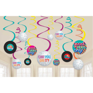 Good Vibes 70's Hanging Swirl Decorations | 1970s Party Supplies NZ