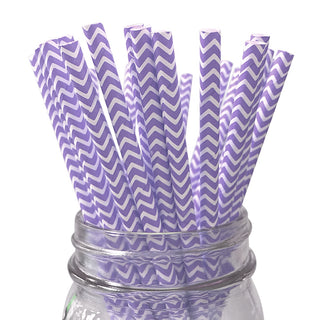 Lilac Chevron Paper Straws - 25 Pkt