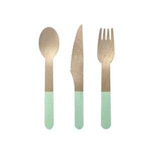 Five Star | Mint Green Wooden Cutlery Set | Mint Green Party Supplies NZ
