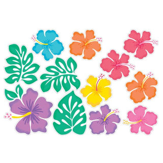 Hibiscus Flower Cutout Decorations - 12 Pkt
