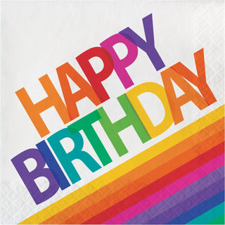 Rainbow Happy Birthday Napkins | Rainbow Party Supplies NZ