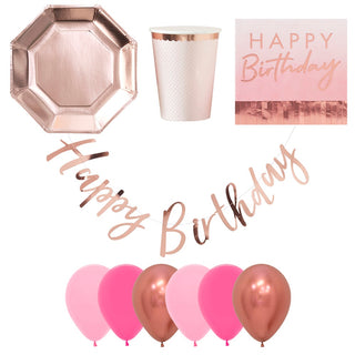 Ginger Ray Pink and Rose Gold Party Essentials for 8