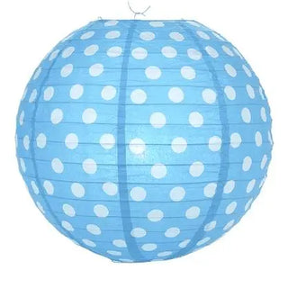 Baby Blue Polka Dot Paper Lantern - 12"