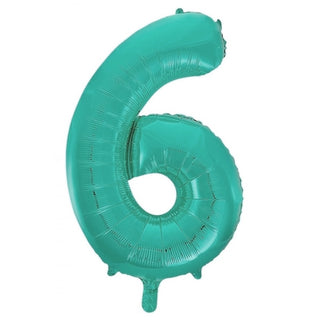 Giant Caribbean Teal Number Foil Balloon - 6