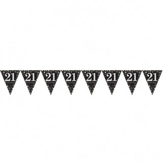 Sparkling Black 21st Bunting | 21st Birthday Party Supplies NZ