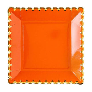 Orange Scalloped Squared Plates - Dinner 12 Pkt