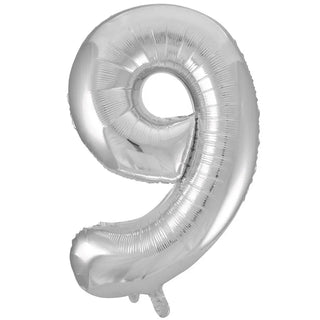 Giant Silver Number Foil Balloon - 9