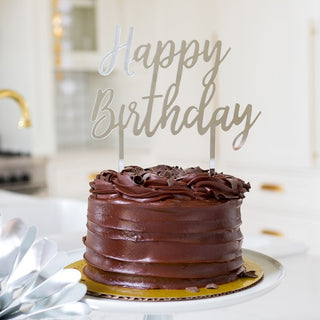 My Mind's Eye Silver Acrylic Happy Birthday Cake Topper