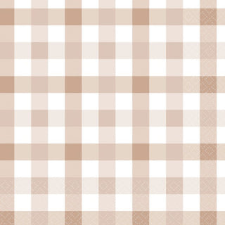 White Sand Gingham Napkins | Neutral Party Supplies NZ