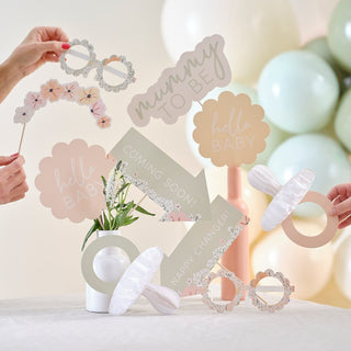 Ginger Ray Floral Baby Shower Photo Booth Props | Baby Shower NZ