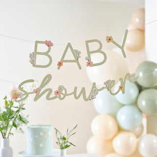 Ginger Ray | Baby Shower Bunting | Floral Baby Shower Bunting | Floral Baby Shower | NZ Party Supplies |