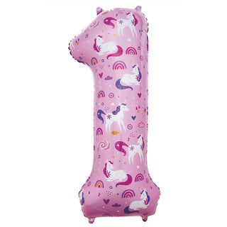 Giant Unicorn Number 1 Foil Balloon | Unicorn 1st Birthday Party Supplies NZ