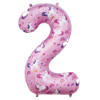 Giant Unicorn Number 2 Foil Balloon | Unicorn 2nd Birthday Party Supplies NZ