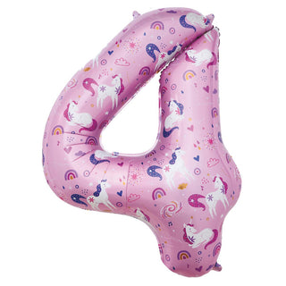 Giant Unicorn Number 4 Foil Balloon | Unicorn 4th Birthday Party Supplies NZ