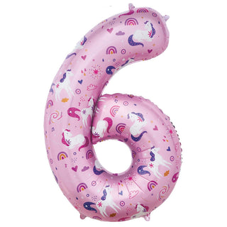 Giant Unicorn Number 6 Foil Balloon | Unicorn 6th Birthday Party Supplies NZ