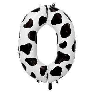 Giant Cow Print Number 0 Foil Balloon | Farm Party Supplies NZ