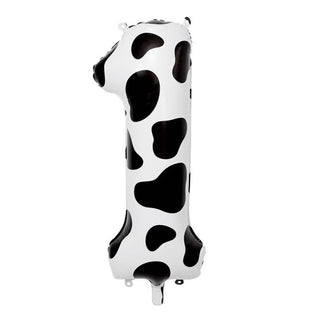 Giant Cow Print Number 1 Foil Balloon | Farm Party Supplies NZ