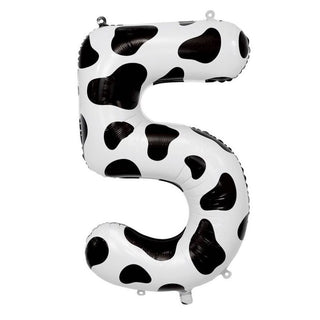 Giant Cow Print Number 5 Foil Balloon | Farm Party Supplies NZ