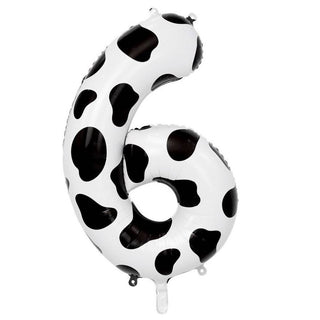 Giant Cow Print Number 6 Foil Balloon | Farm Party Supplies NZ