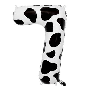 Giant Cow Print Number 7 Foil Balloon | Farm Party Supplies NZ
