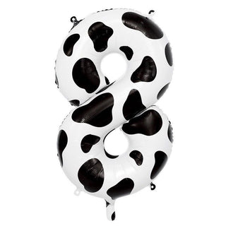 Giant Cow Print Number 8 Foil Balloon | Farm Party Supplies NZ