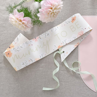 Ginger Ray | Floral Baby Shower Mummy To Be Sash | Baby Shower Supplies NZ