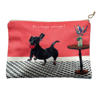 Little Dog Laughed Happy Sausage Zip Pouch