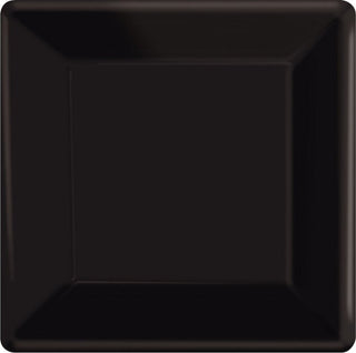 Jet Black Square Lunch Plates - 20 Pkt