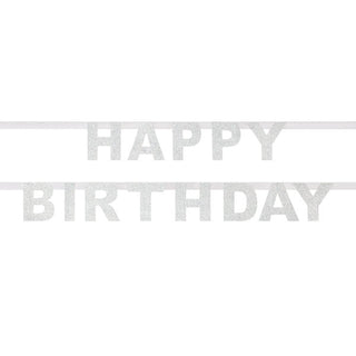 Silver Glitter Happy Birthday Garland