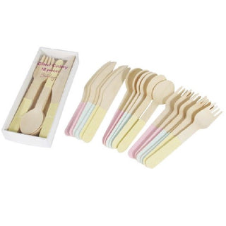 Wooden Pastel Cutlery Set Glitter | Wooden Pastel Cutlery Set | Pastel Cutlery Set | NZ Party Supplies |