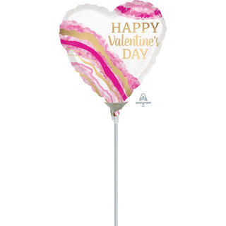 Happy Valentines Watercolour Geode Mini Foil Balloon - Add to Balloon Garland