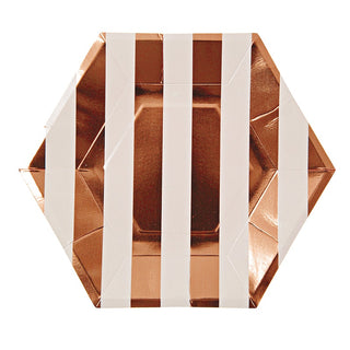 Meri Meri Rose Gold Stripe Plates | Rose Gold Party NZ