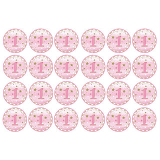 One Little Star Pink Edible Icing Cupcake Images | Pink 1st Birthday Party Supplies NZ