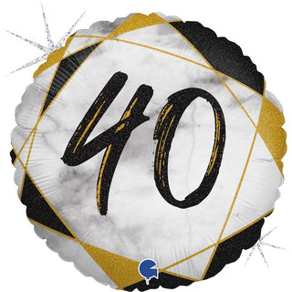 Black & Gold Marble 40 Foil Balloon