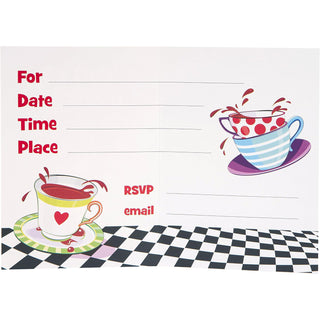Mad Hatter Tea Party Invitations - 8 Pkt