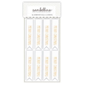 Sambellina White & Gold Merry Christmas Stickers - 16 Pkt