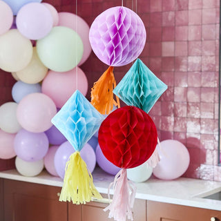 Hootyballoo | Bright Banquet Tassel Honeycombs | Rainbow Party Supplies NZ