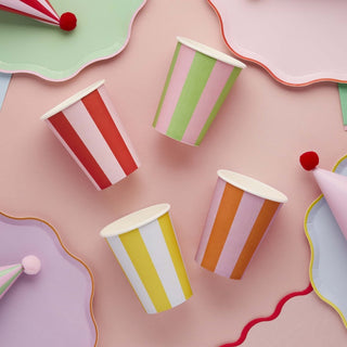 Hootyballoo | Bright Banquet Striped Cups | Rainbow Party Supplies NZ