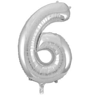 Giant Silver Number Foil Balloon - 6