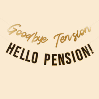 Hootyballoo | Happy Retirement Goodbye Tension Hello Pension Banner | Retirement Party Supplies NZ