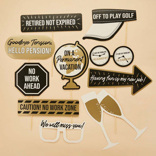 Happy Retirement Photo Booth Props - 10 Pkt
