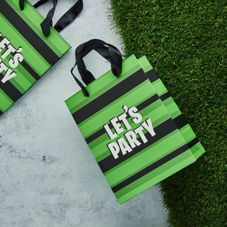 Green & Black Striped Party Bags | Green Party Supplies NZ