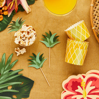 Aloha Tropical Pineapple Cupcake & Topper Set - 10 Pkt
