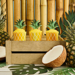 Aloha Tropical Pineapple Cupcake & Topper Set - 10 Pkt