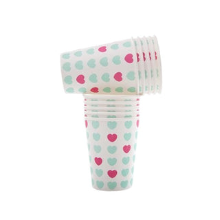 Aqua & Hot Pink Sweetheart Cups | Sweetheart Cups | NZ Party Supplies |
