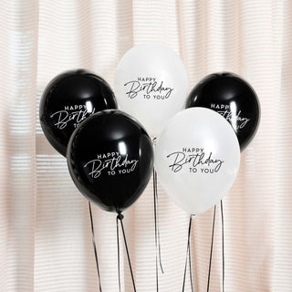 Monochrome Party Happy Birthday Balloons | Monochrome Party Supplies NZ