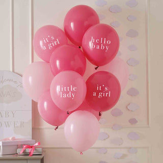 Ginger Ray Hey Girl Balloon Bundle - 12 Pkt