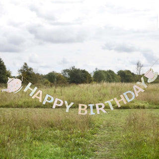 Ditsy Floral Tea Party Happy Birthday Banner