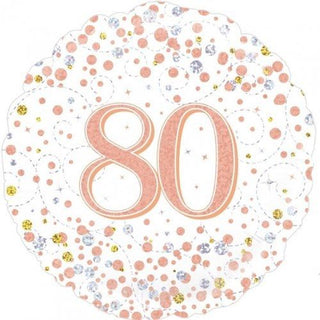 Sparkling Rose Gold Fizz 80th Foil Balloon