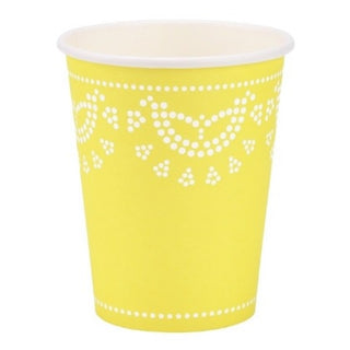 Lemon Yellow Doily Cups |Lemon Doily Cups | Yellow Doily Cups | NZ Party Supplies | 